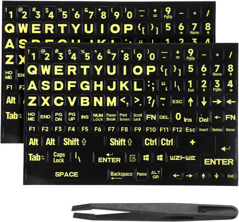 Qulkws 2 PCS Universal English Large Lettering Keyboard Stickers, English Keyboard Stickers, Big