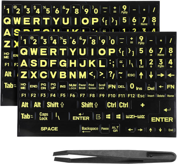 Qulkws 2 PCS Universal English Large Lettering Keyboard Stickers, English Keyboard Stickers, Big