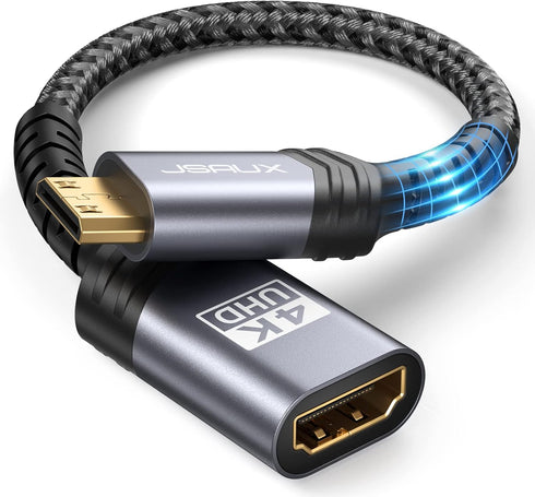 JSAUX Mini HDMI to HDMI Adapter 2-Pack, 4K 60Hz HDR Cable for DSLR, Camcorder, Raspberry Pi, Laptop, HDTV