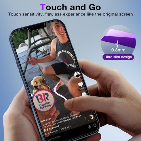 iPhone 13 Pro Max Privacy Screen Protector 2 Pack, Anti Spy, Anti Blue Light, 6.7" Tempered Glass, Bubble Free, Purple