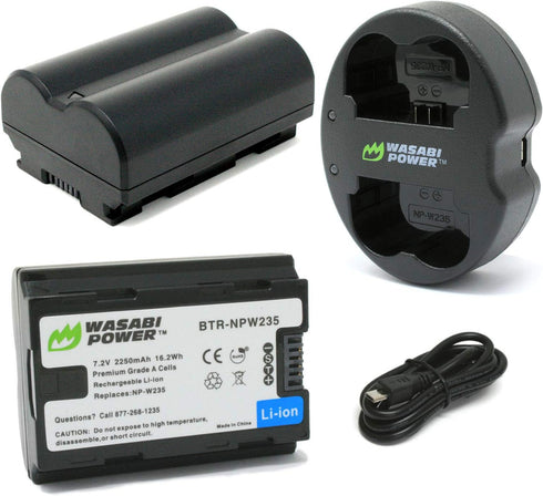 Fujifilm NP-W235 Dual Charger & Battery (2-Pack) for X-H2S, GFX 50S II, GFX 100S, X-T4, VG-XT4 Vertical Grip