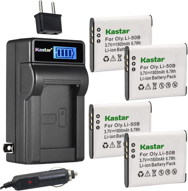 Kastar 4-Pack Battery and LCD AC Charger - Compatible with Kodak PixPro FZ151, FZ152, FZ201, SL10, SL25