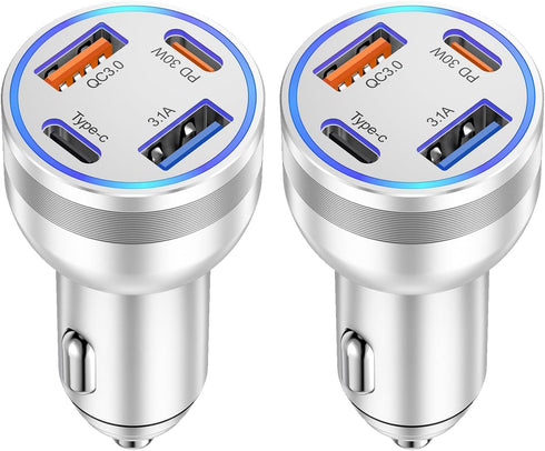 USB-C Car Charger for iPhone 16/15, 2 Pack 65W Fast Charger Adapter, PD30W & QC3.0 for iPhone 16/15/14/13 Pro Max