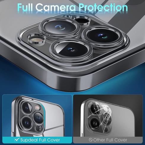 Supdeal Crystal Clear iPhone 12 Pro Max Case, Black Transparent Shockproof, Military Grade Drop Tested, Camera