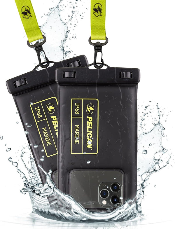 Pelican 2 Pack Marine - IP68 Waterproof Phone Pouch, Floating Waterproof Phone Case for iPhone 15 Pro Max, 14 Pro Max,