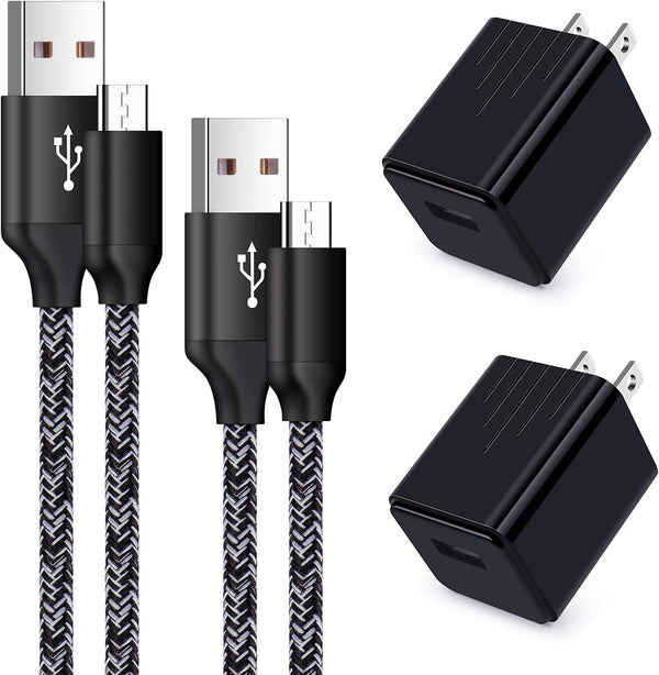 Fast Charging Micro USB Cable 6ft with Wall Charger for Samsung Galaxy S6 S7 J3 J7 Note 5, LG Stylo, Tablet, Kindle