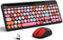 Wireless Keyboard and Mouse Combo, Retro Typewriter Wireless Keyboard with Round Keycaps, 2.4GHz Compact USB Cute
