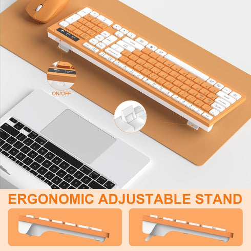 RECCAZR 2.4G 3 Wireless Keyboard and Mouse Combo, Full-Sized Keyboard and Mouse Cordless, DPI Adjustable Mouse