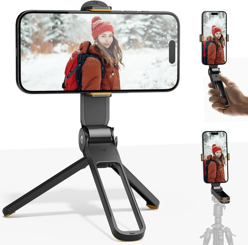 TODI Phone Tripod, Foldable Mini Desk Stand with 360 Phone Holder & Cold