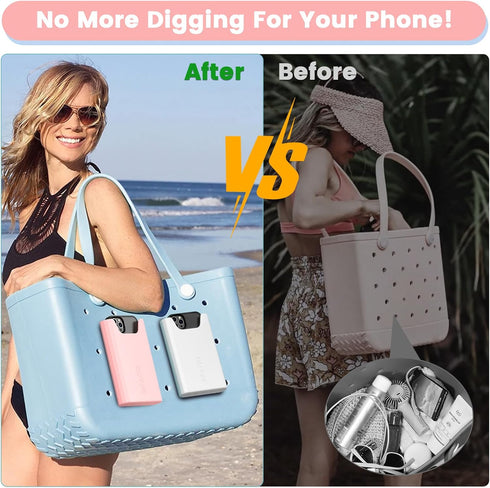 OUTXE 2 Pack Bogg Bag Phone Holder Compatible with All Bogg Bags, Silicone Cell Phone Holder Accessories for Bogg Bag, White and Pink Phone Case Holder Insert for Simply Southern Bogg Bag