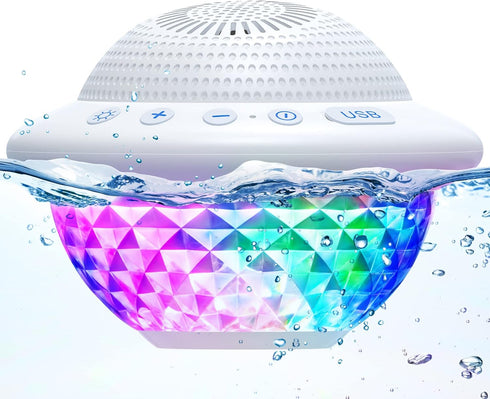 Floating Pool Speakers with Colorful LED Lights, IPX7 Waterproof Hot Tub Bluetooth Speaker, 10W Stereo Loud Sound,