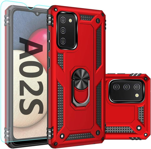 for Samsung A02S Case - with Screen Protector, Military Grade 16ft Drop Tested Cover with Magnetic Kickstand Car Mount