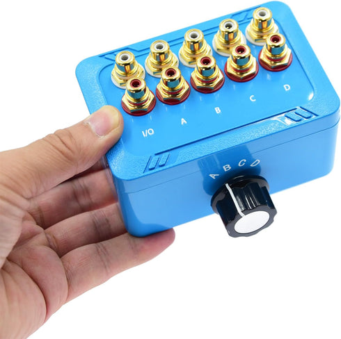 No External Power 4 Way Audio Sound Selector - 1 in 4 Out or 4 in 1 Out RCA Female Stereo Splitter Box