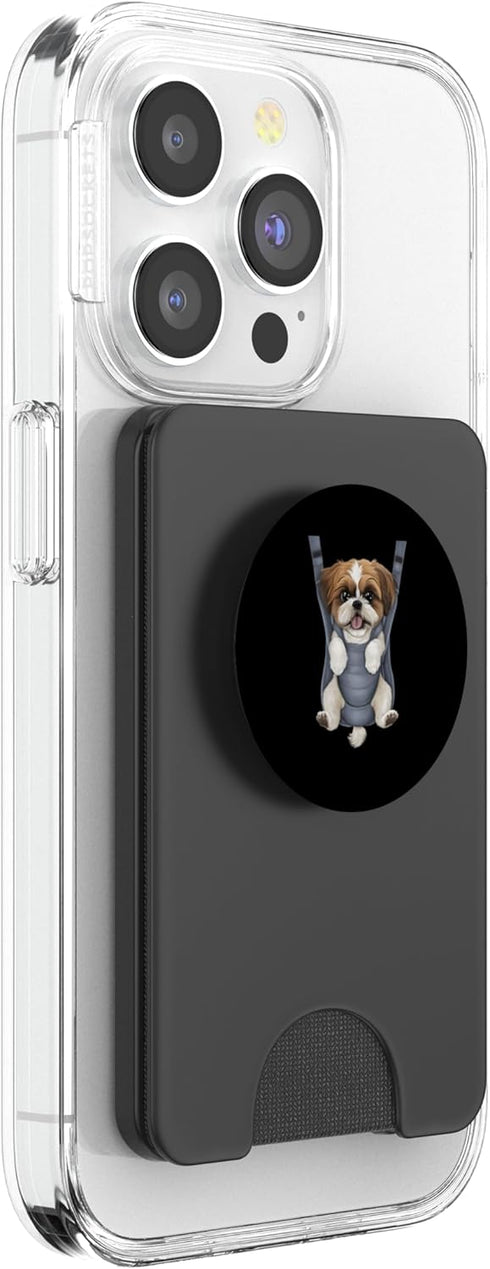 Shih Tzu Puppy Lover PS Funny Shih Tzu Puppy In A Baby Carrier. Dog Lover PopSockets PopWallet for MagSafe