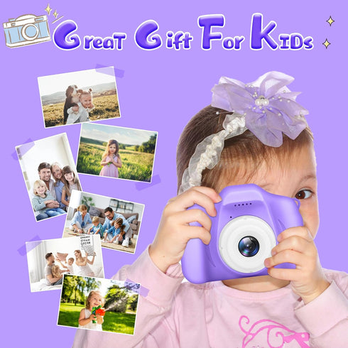 Kids Camera for Boys and Girls, GPOSY Digital Camera with 32GB SD Card, Video Recorder 1080P HD (Purple)