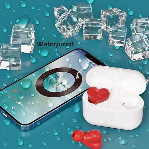 Dpofirs Wireless Earbuds, Heart Shaped Noise Canceling Stereo Bluetooth Earphones, Includes Charging Case