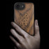 Carveit 16e 17e, Magnetic Wooden Case for iPhone / Solid Wood & Black TPU, Artisan Engraved Design, Shockproof Cover