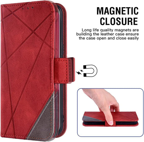 Asuwish Compatible with Samsung Galaxy S10e Wallet Case and Tempered Glass Screen Protector, Red