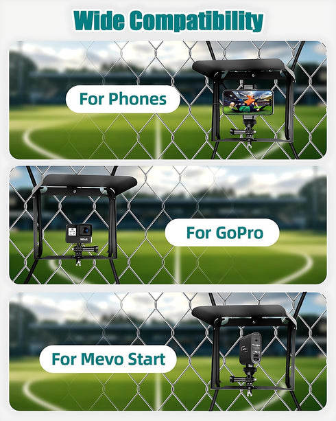 UBeesize Cell Phone Fence Mount with Foldable Shade, Game Changer Mounting Kit for iPhone, GoPro, Mevo Start, Tool-Free