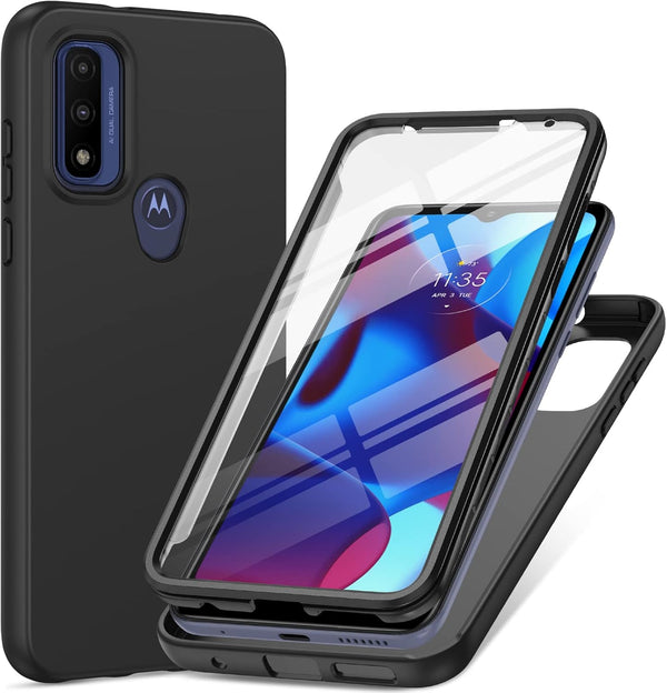 PUJUE Silicone Matte Phone Case for Motorola Moto-G Pure: G Play 2023 | G Power 2022, 360 Full Protection, Black