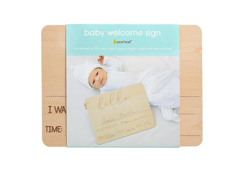 8.25" 11", Pearhead Baby Welcome Sign, Gender-Neutral Hello Baby Arrival Photo Prop, Hospital Birth Announcement