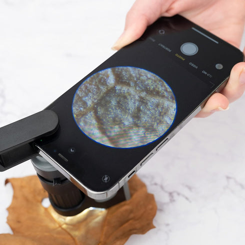 Carson MicroBrite Plus 60x-120x LED Pocket Microscope Smartphone Digiscoping Adapter Clip with CarsonCam App (MM-310)