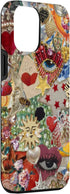 Vintage Mosaic Art Charm Case for iPhone 15 Pro Max, Trendy Scrapbook Collage Design