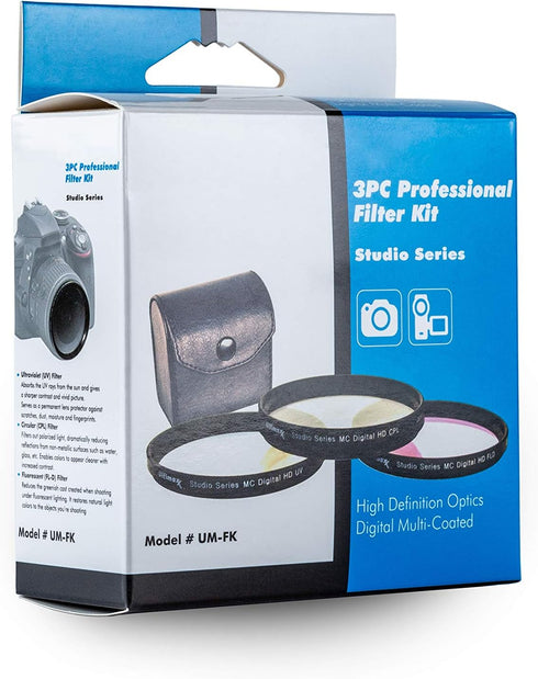 Ultimaxx 3-Piece Set 52mm Professional Multi-Coated Filter for Digital and Video Cameras with HD Optics and Diameter