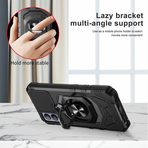 TJS Cricket Magic 5G Case, AT&T Propel 5G Case with Tempered Glass Screen Protector, Heavy Duty Drop Protection (Black)