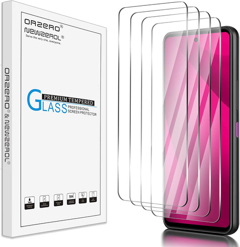 Orzero (4 Pack) Tempered Glass Screen Protector for T-Mobile REVVL 7 Pro 5G 6.78 inch, 2.5D Arc Edges, 9H HD