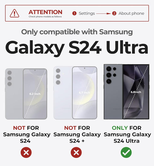 Dexnor for Samsung Galaxy S24 Ultra Case - Shockproof Rugged Case with Built-in Slide Camera Cover & Screen Protector