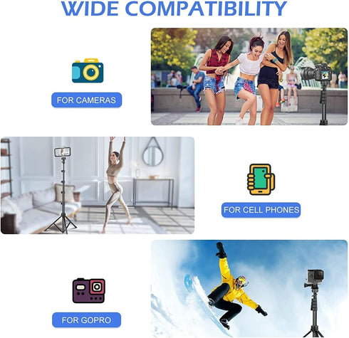 SENSYNE 62" Phone Tripod & Selfie Stick, Extendable Cell Phone Tripod Stand with Wireless Remote