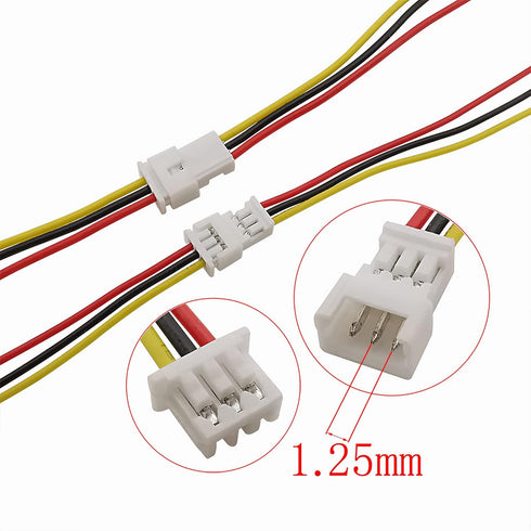 Micro JST 1.25 Wire Connectors, 20Pairs/40pcs 1.25mm 3 Pin Male and Female Connector Plug with Wires