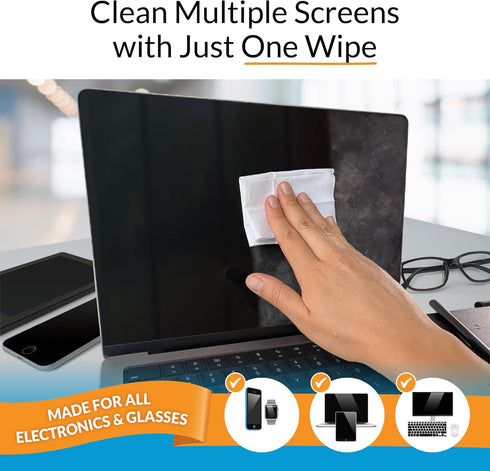 iCloth (24 Screen Cleaner Wipes by Individually Wrapped Travel Size Streak-Free Large Wipes)