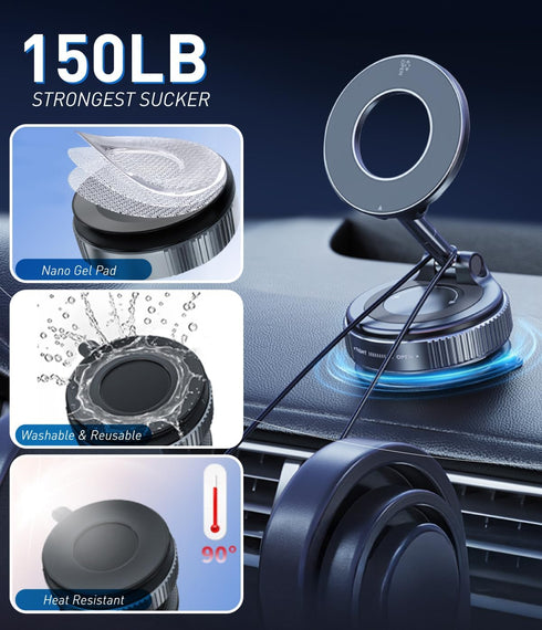 E EAKSON 360 17 16 15 14 13 12 Magnetic Suction Cup Phone Mount for Magsafe, Adjustable Magnetic Car Phone Holder
