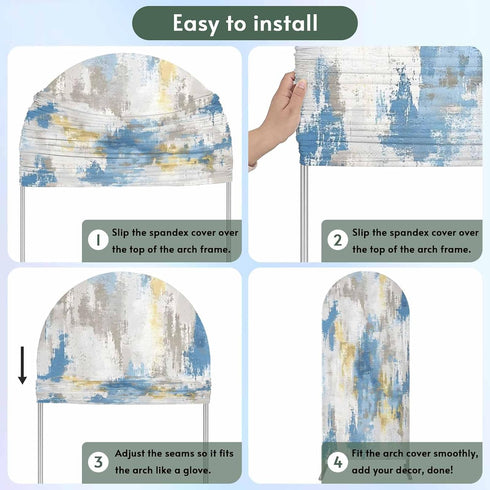 Jnbasdffb 7.2 Blue Gray Ombre Wedding Arch Cover, Stretchy Spandex Arch Backdrop Stand Covers FT, Vintage Abstract Art