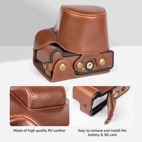MUZIRI KINOKOO EOS R50 R100 Case, Retro PU Leather Protective Case for Canon EOS R50 R100 DSLR Camera