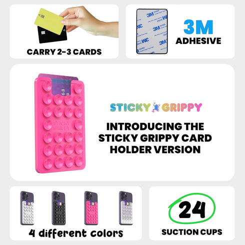 Suction Phone Card Holder Mount, Phone Wallet, Silicon Adhesive Accessory for iPhone and Android, Hands-Free Mirror