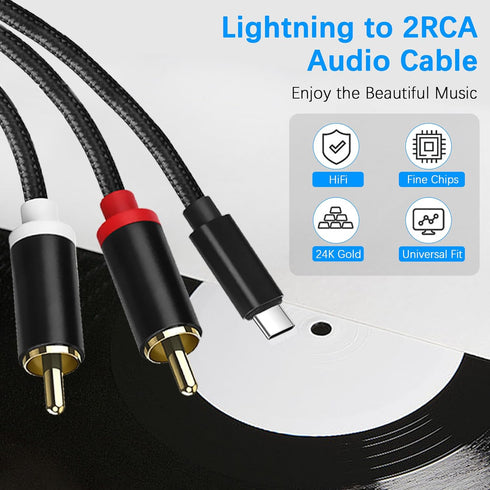 USB C to RCA Cable Audio Aux Adapter, Stereo Y Splitter for iPhone, iPad, iPod, 10FT for Power Amplifier & Home Theater