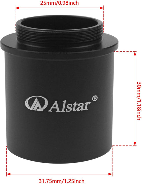Alstar C Mount to 1.25" Video Camera Barrel Adapter for Telescope Astrophotography, C-Mount to 1.25" Eyepiece