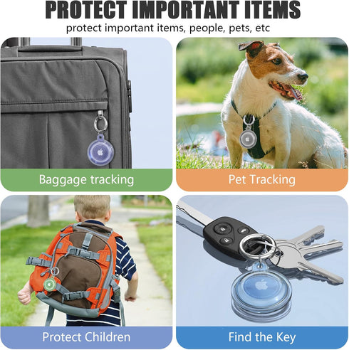 4 Pack Waterproof Airtag Holder Case with Keychain, Shockproof & Scratchproof for Pet Tracking, Bags, Kids, Keys,