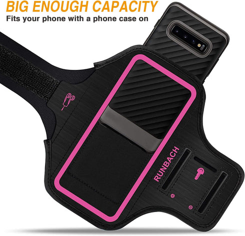Armband for Samsung Galaxy S25+/S24+/S23+/S22+/S20+/S10+/S9+/S8+, Running Exercise Gym Bag with Key Holder (Pink)
