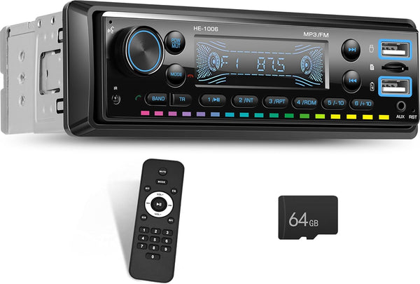 SIXTOP Single Din Car Stereo Bluetooth 5.0 Audio Radio with 64G Card FM