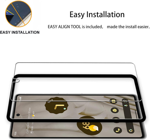Easy Alignment Frame for Google Pixel 7 5G Tempered Glass Screen Protector 2-Pack + Camera Lens Protector Film