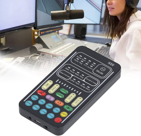 Portable Voice Changer, Handheld Bluetooth Disguiser with Sound Effects, Mini Gaming Sound Card