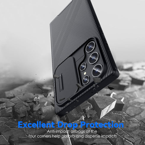 CloudValley Case for Samsung Galaxy S22 Ultra, Slide Camera Cover, Hard PC Back & Soft Bumper, Slim Shockproof