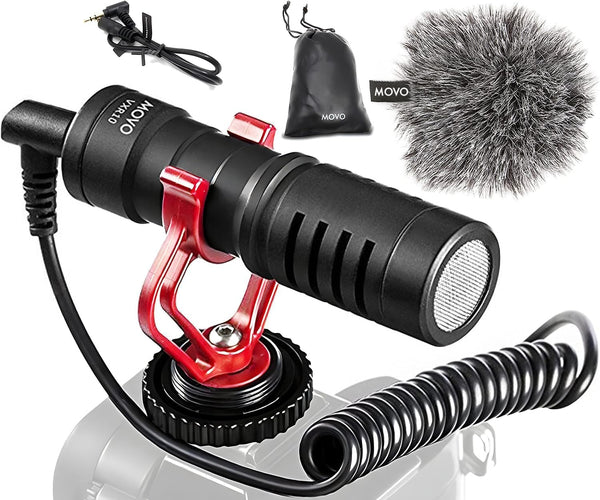 Movo VXR10 Universal Shotgun Mic for Camera - Compatible with DSLR, iPhone, Android Smartphones, with Accessories
