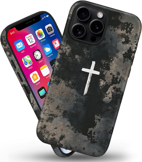 flewfun 15 Magnetic for iPhone Case Christian Cross Camo Phone Case, Shockproof Slim Soft TPU and Hard PC Protective
