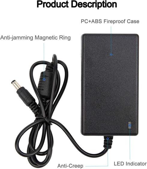 12V 2.5A Power Adapter - COOLM AC 100-240V to DC 12V 2500mA Power Supply for Analog DVR, CCTV, RGB LED