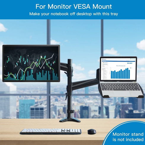 HUANUO 100x100 mm M4 22lbs Laptop Tray Steel Notebook Holder for Monitor VESA Mount Stand Fits VESA Mounting Holes